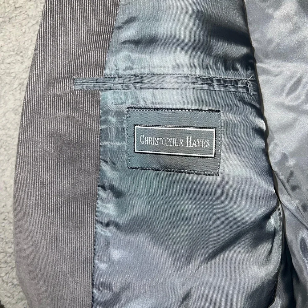 VTG Christopher Hayes Corduroy Blazer Men's Sz 42R Gray Sport Coat‎ Made Japan